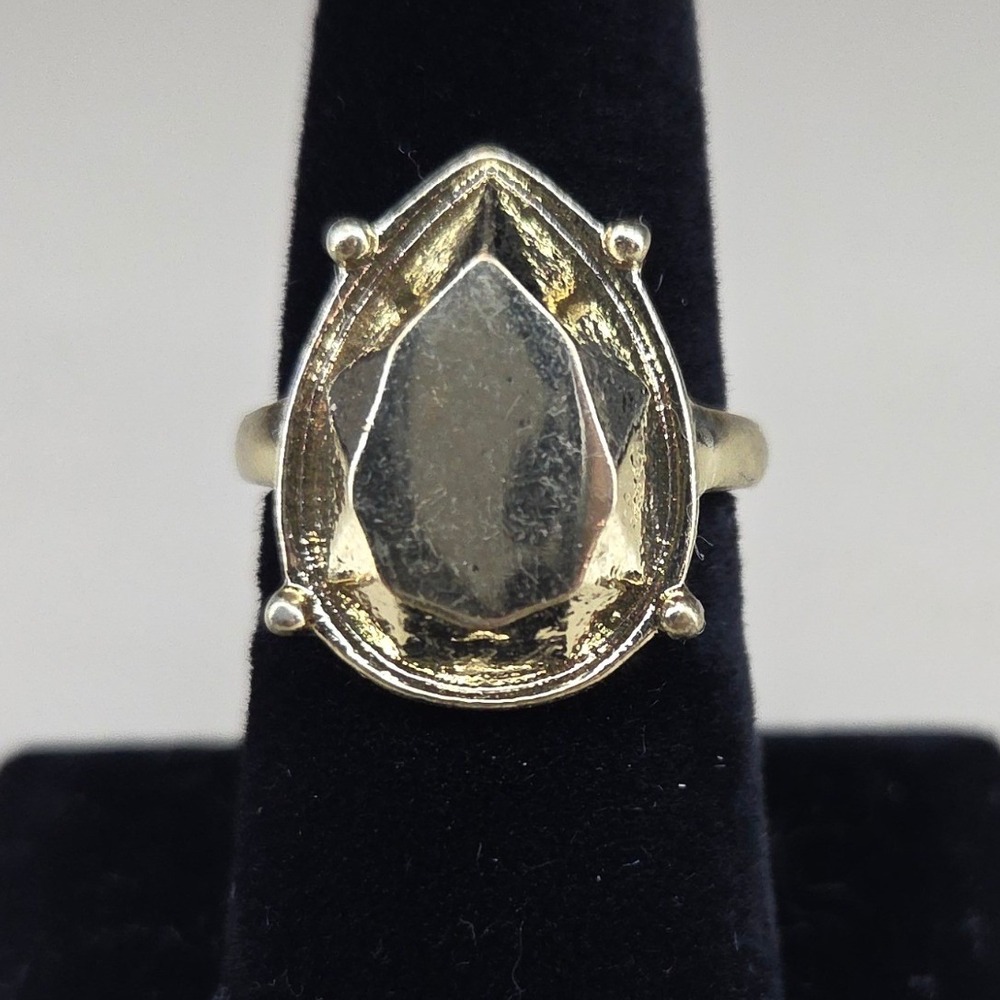 Gold Tone Geometric‎ Faceted Statement Ring Teardrop Cocktail Ring Size 8